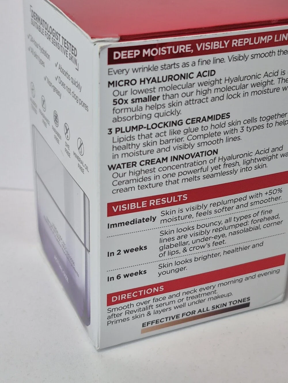 L'Oreal Revitalift Hyaluronic Acid Line-Plumping Hydrating Water Cream 1.7 oz